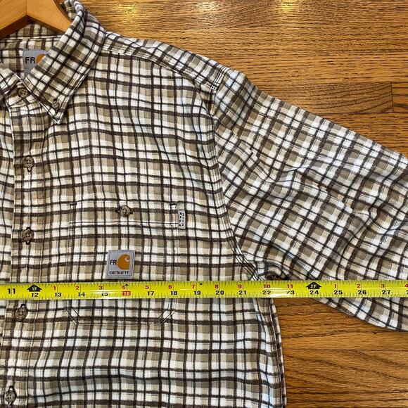 Carhartt Mens Sz M Flame Resistant FR Flannel Shirt Plaid Work Utility EUC - Picture 7 of 8